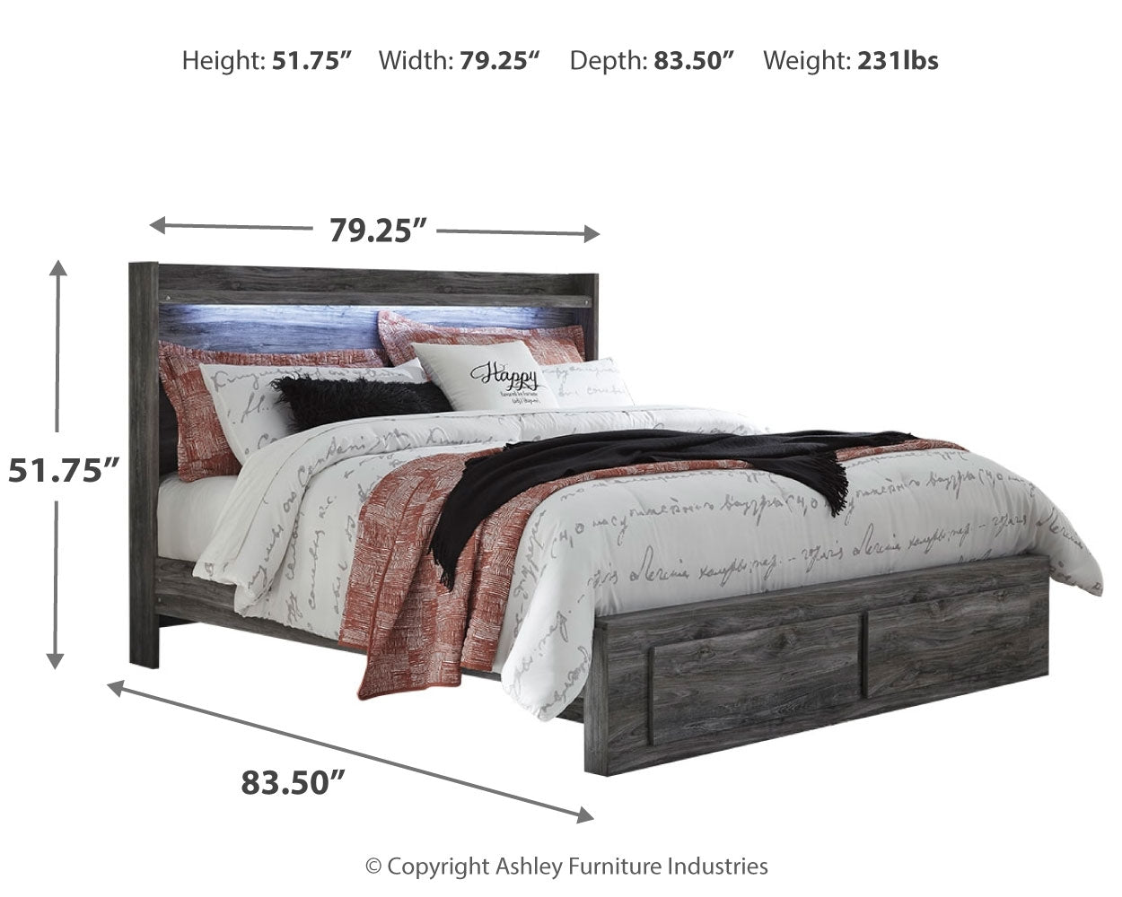 Baystorm King Panel Storage Bedroom Set, Gray