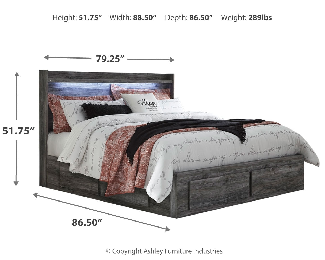 Baystorm King Panel Storage Bedroom Set, Gray