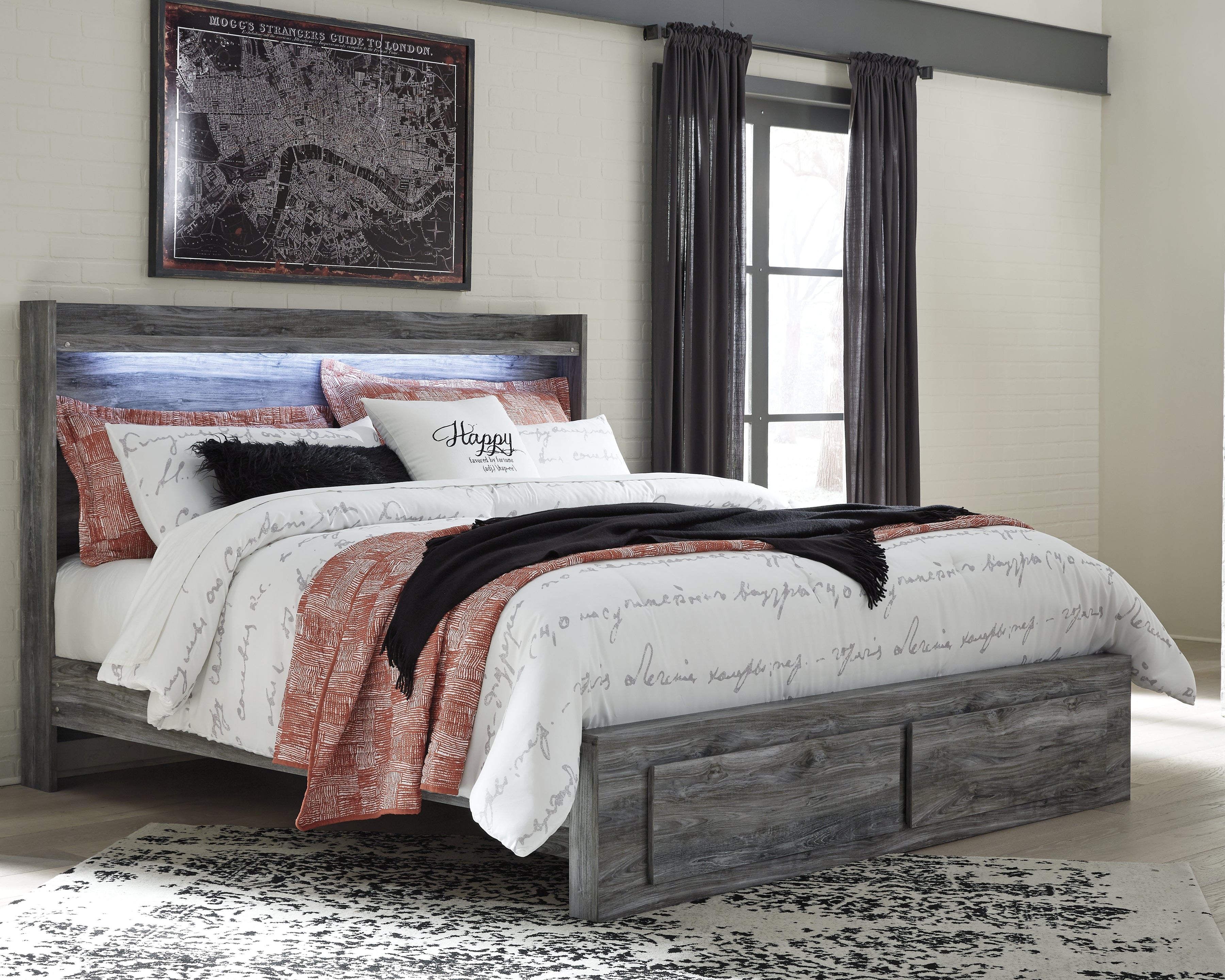 Baystorm King Panel Storage Bedroom Set, Gray