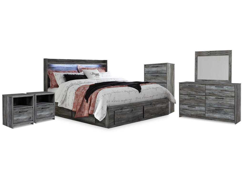 Baystorm King Storage Bedroom Set, Gray