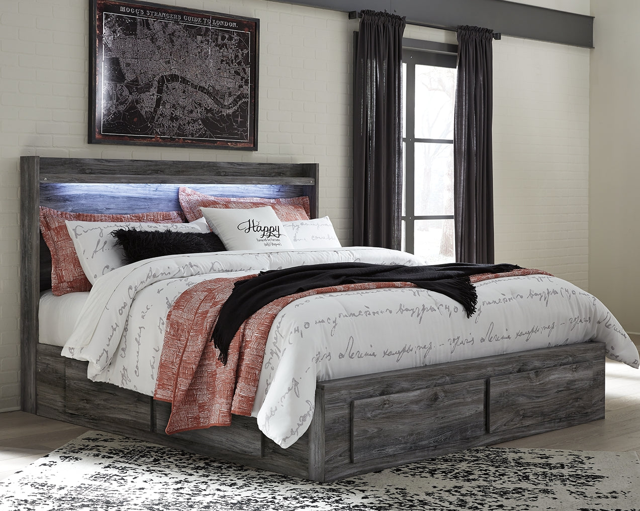 Baystorm King Storage Bedroom Set, Gray