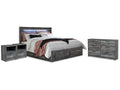 Baystorm Gray King Storage Bedroom Set with Dresser and 2 Nightstands