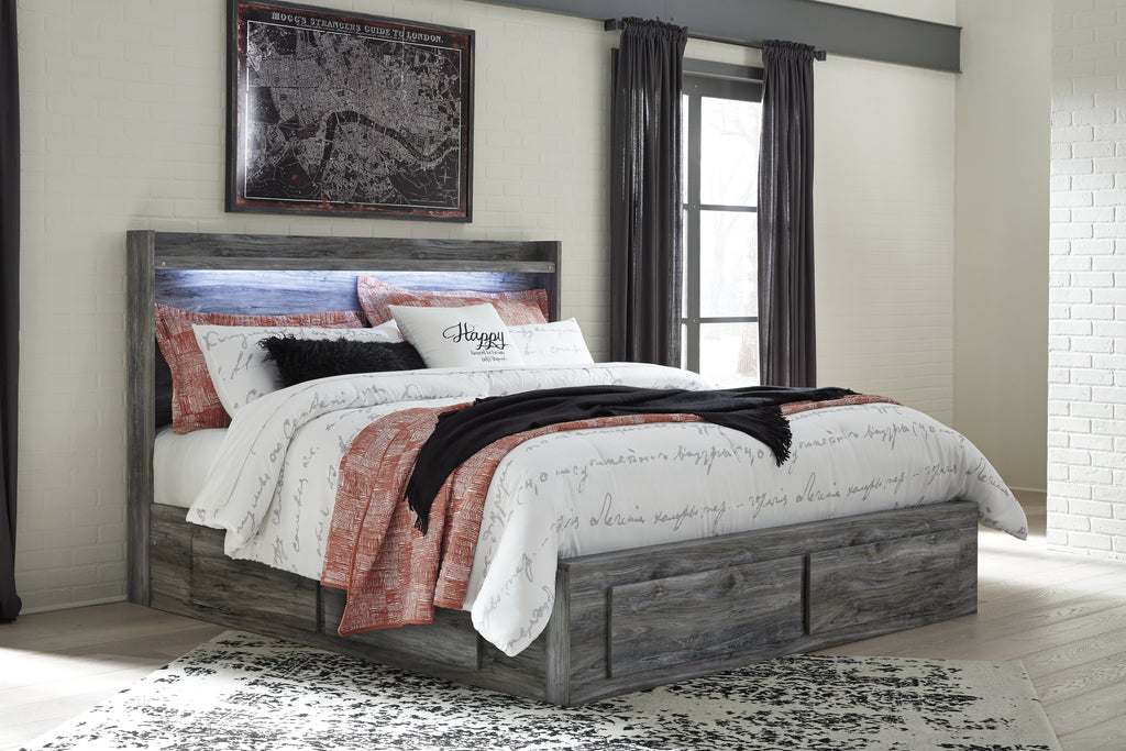 Baystorm Gray King Storage Bedroom Set with Dresser and 2 Nightstands