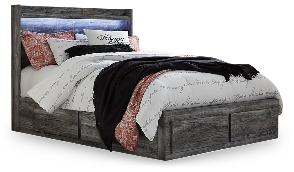 Baystorm Gray Queen Panel Bed with 6 Storage Drawers