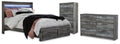 Baystorm Gray Queen Panel Storage Bed, Dresser and Chest