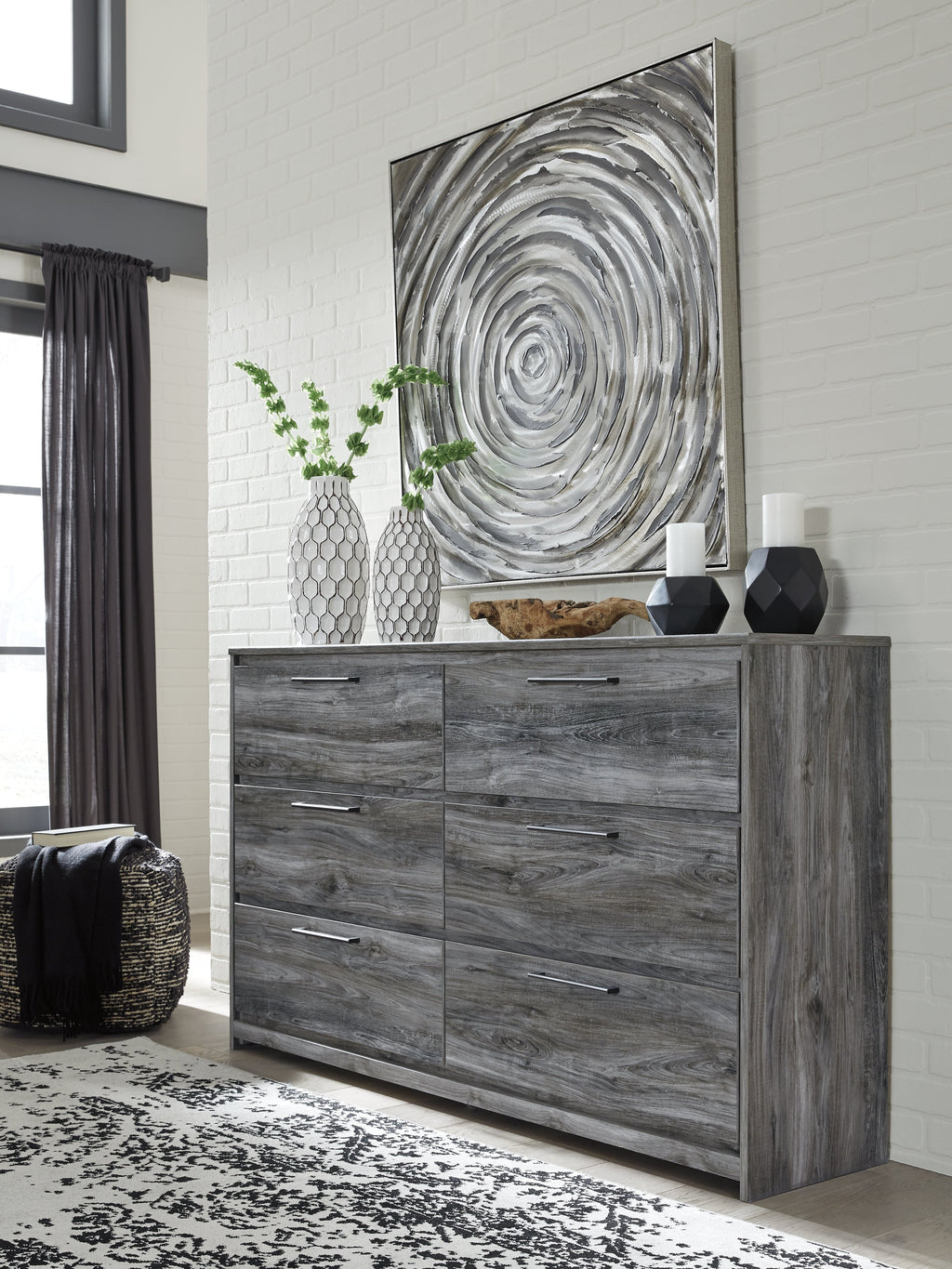 Baystorm Gray Queen Panel Storage Bed, Dresser and Chest