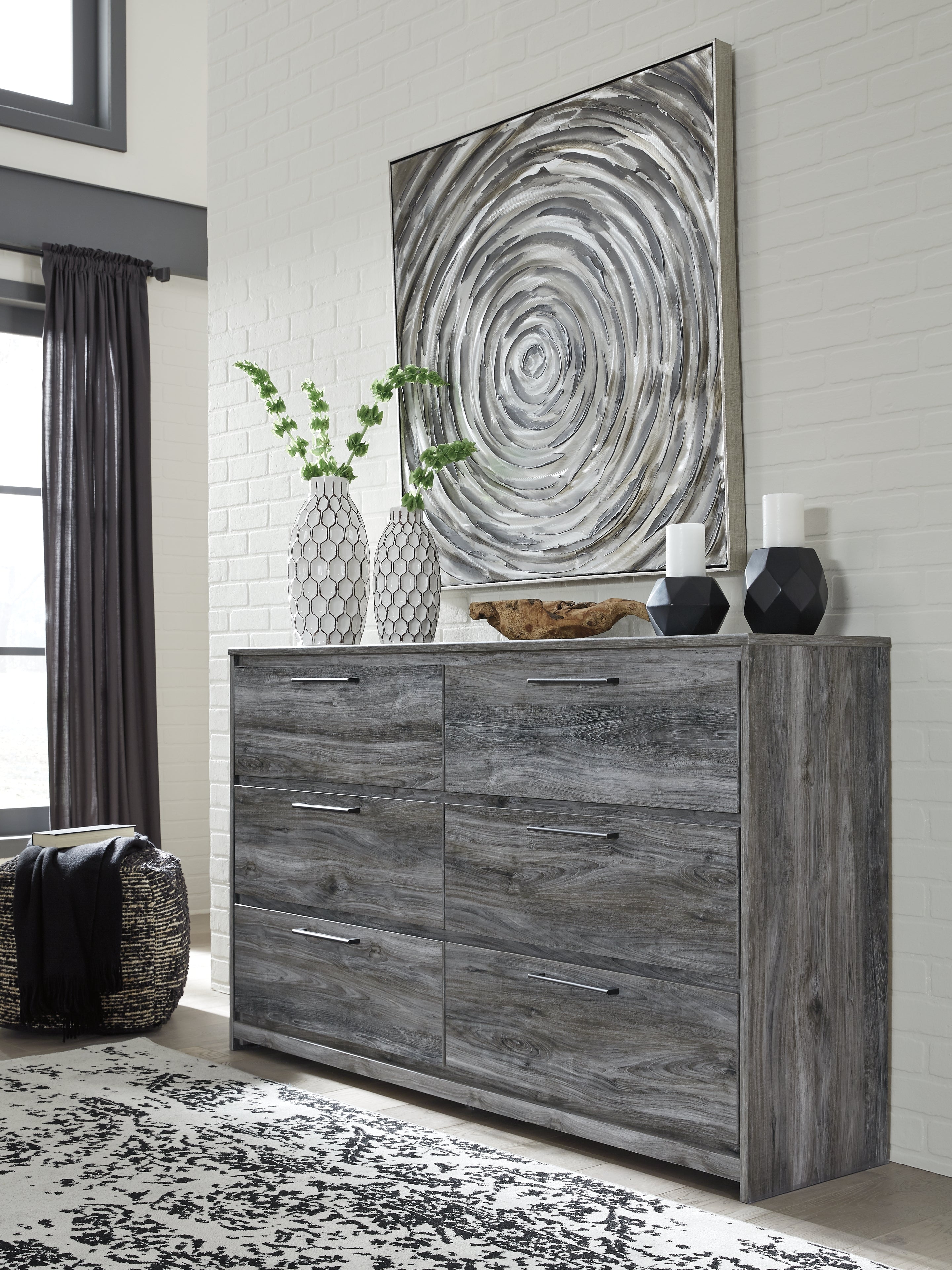 Baystorm Gray Queen Panel Storage Bed, Dresser and Chest