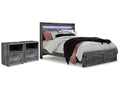Baystorm Gray Queen Panel Storage Bedroom Set with 2 Nightstands