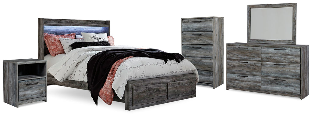 Baystorm Queen Panel Storage Bedroom Set, Gray