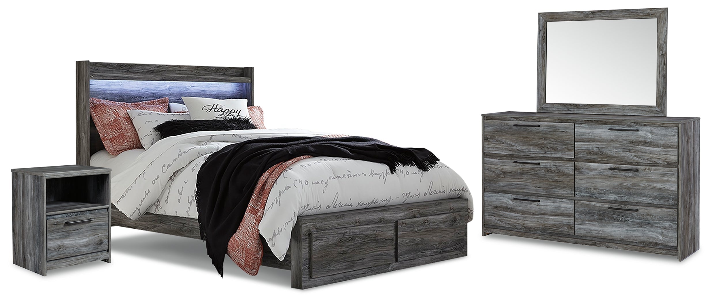 Baystorm Queen Panel Storage Bedroom Set, Gray