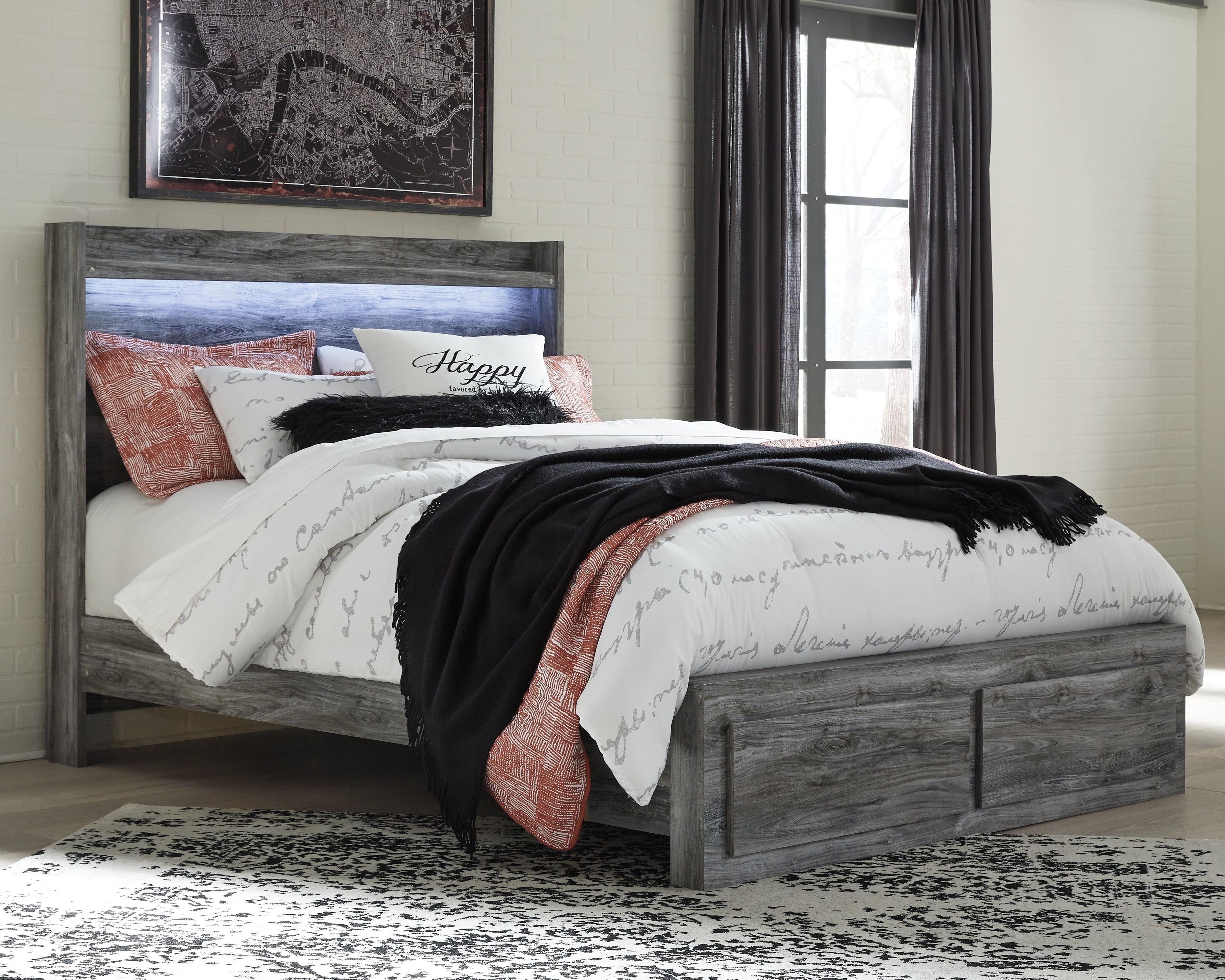 Baystorm Queen Panel Storage Bedroom Set, Gray