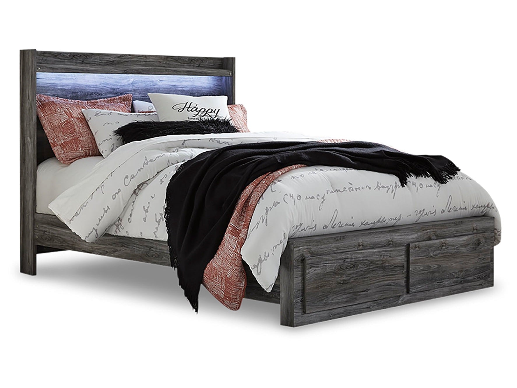 Baystorm Gray Queen Panel Storage Bedroom Set with Nightstand