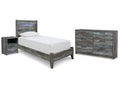 Baystorm Gray Twin Panel Bed & Dresser & Nightstand