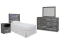 Baystorm Twin Panel Bed Headboard, Dresser, Mirror and Nightstand, Gray