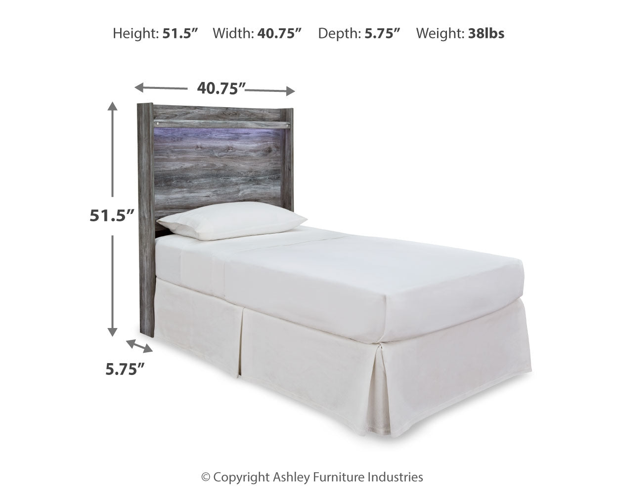 Baystorm Twin Panel Bed Headboard, Dresser, Mirror and Nightstand, Gray