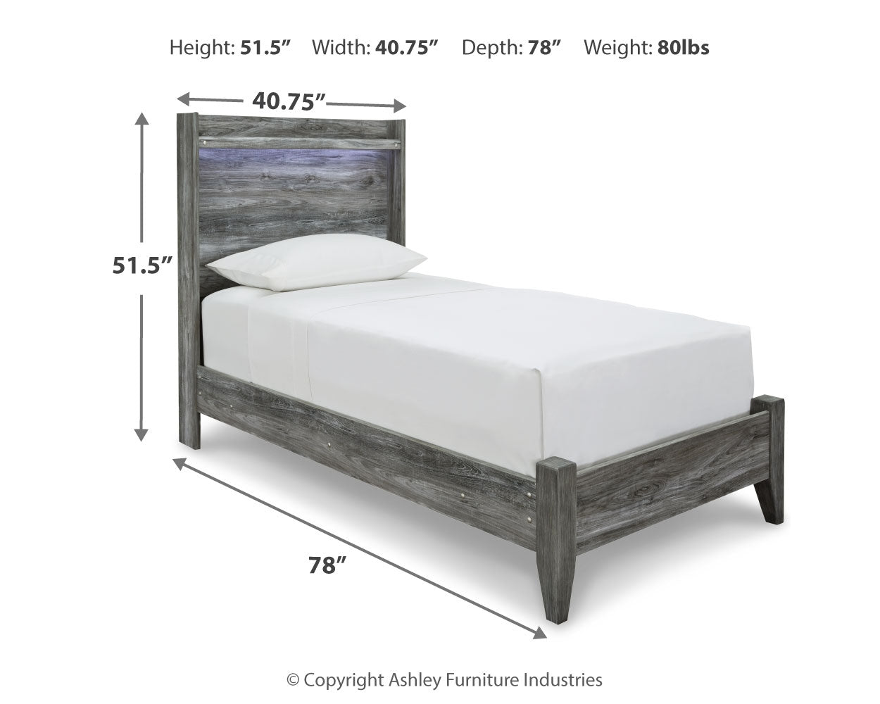 Baystorm Gray Twin Panel Bedroom Set with Dresser