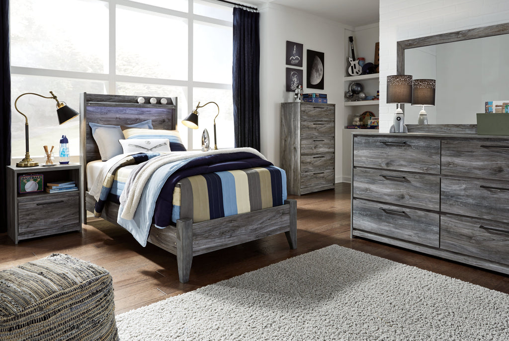 Baystorm Gray Twin Panel Bedroom Set with Dresser
