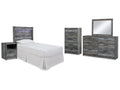 Baystorm Gray Twin Panel Headboard Bed & Dresser & Mirror & Nightstand