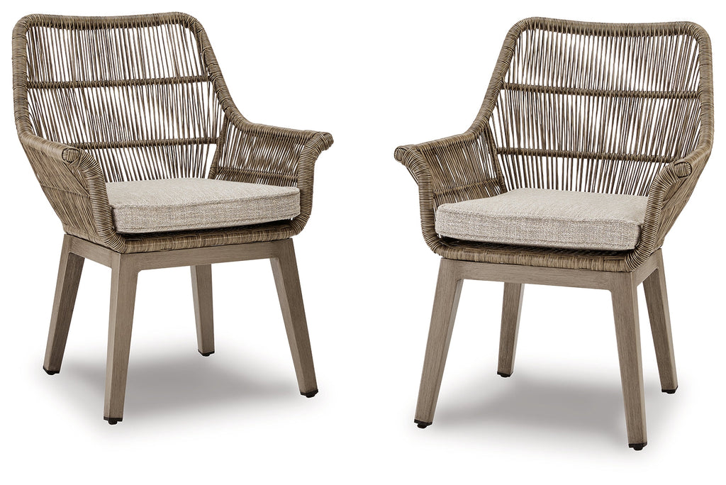 Beach Front Beige Arm Chair w/ Cushion (Set of 2)