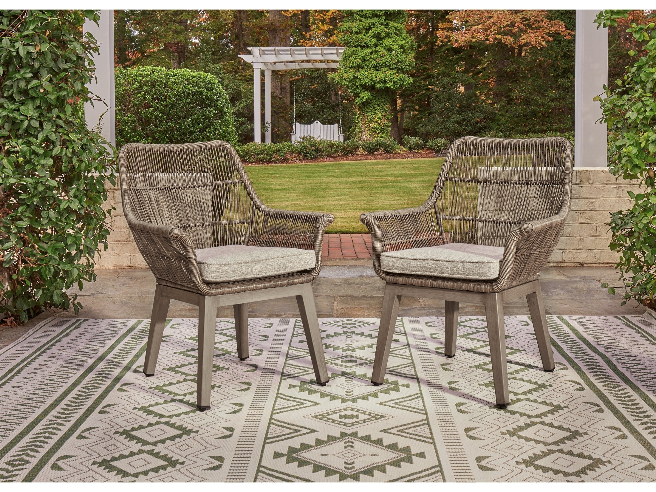 Beach Front Beige Arm Chair w/ Cushion (Set of 2)
