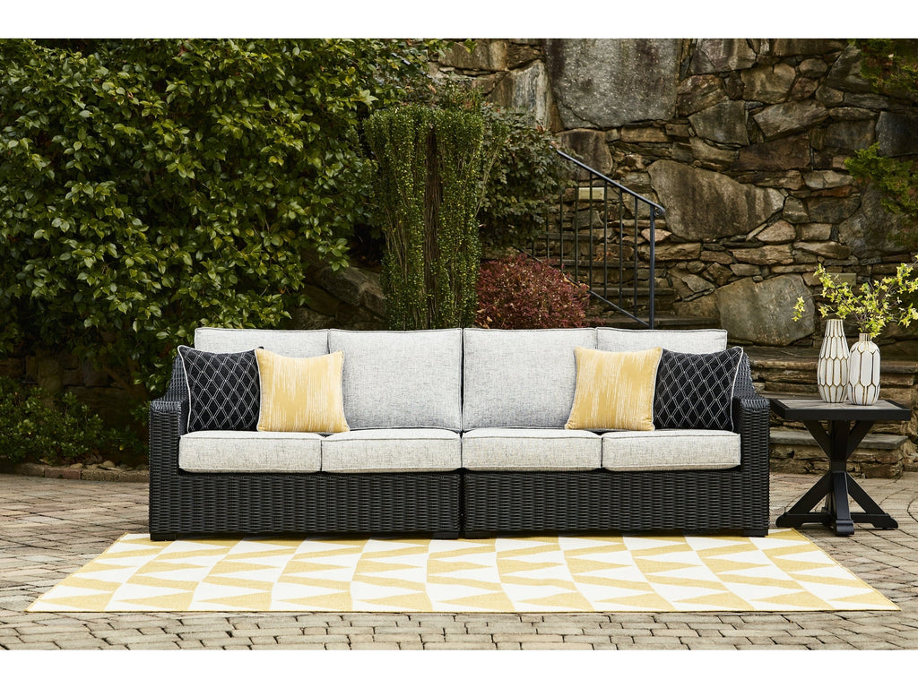 Beachcroft Black/Light Gray 2-Piece Outdoor Loveseat with Cushion