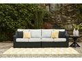 Beachcroft Black/Light Gray 2-Piece Outdoor Loveseat with Cushion