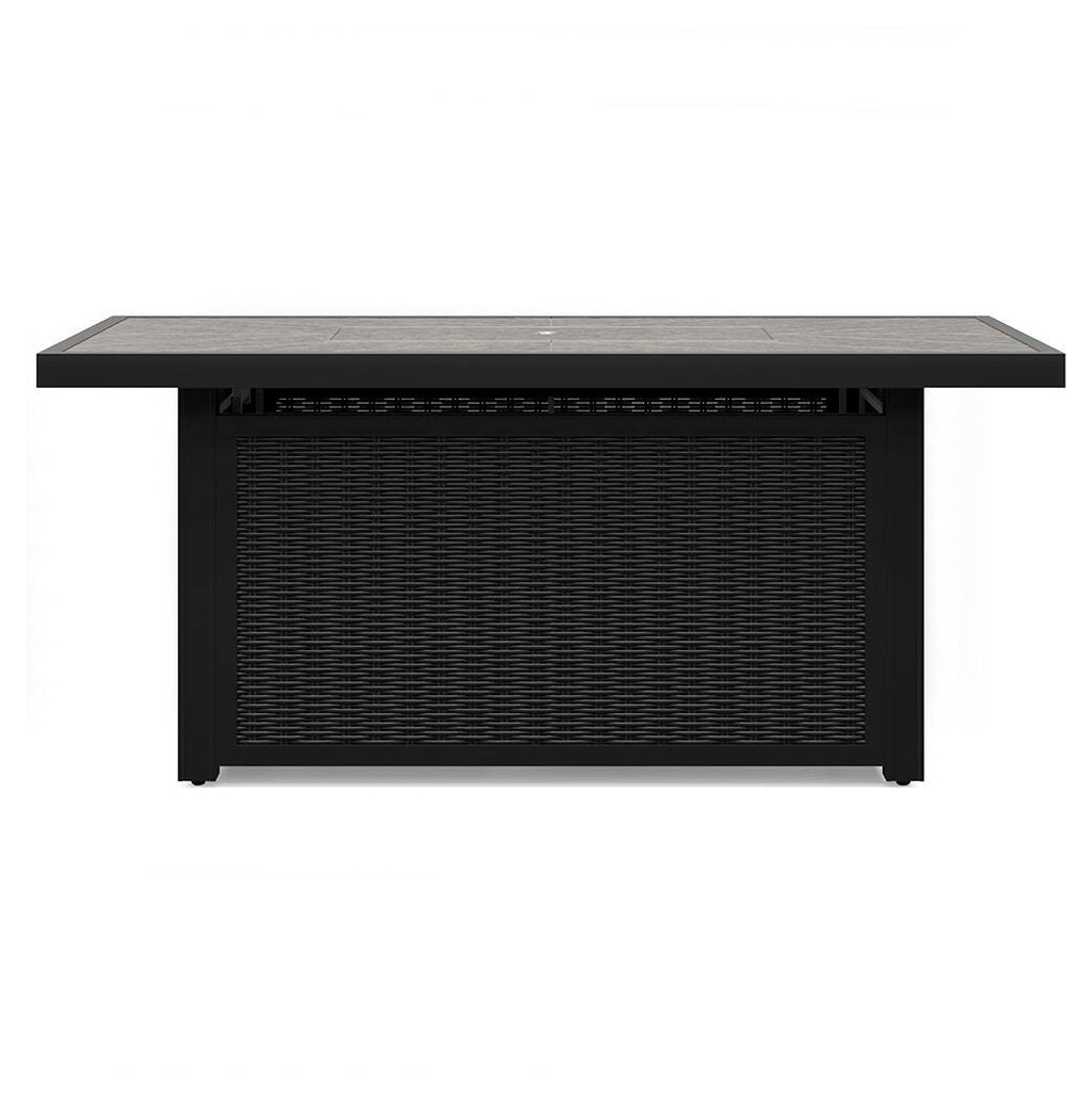 Beachcroft /Light Gray 3 Pc Outdoor Sectional and Fire Pit Table, Black
