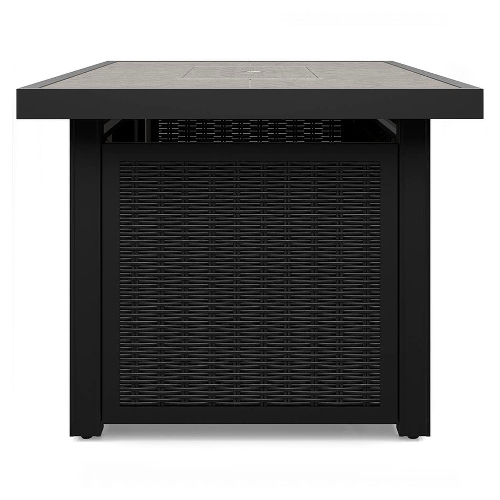 Beachcroft /Light Gray 3 Pc Outdoor Sectional and Fire Pit Table, Black