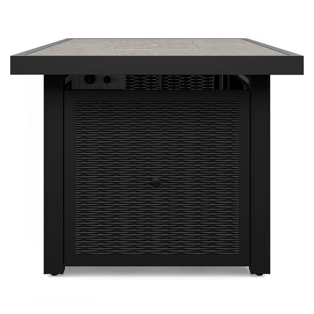 Beachcroft /Light Gray 3 Pc Outdoor Sectional and Fire Pit Table, Black