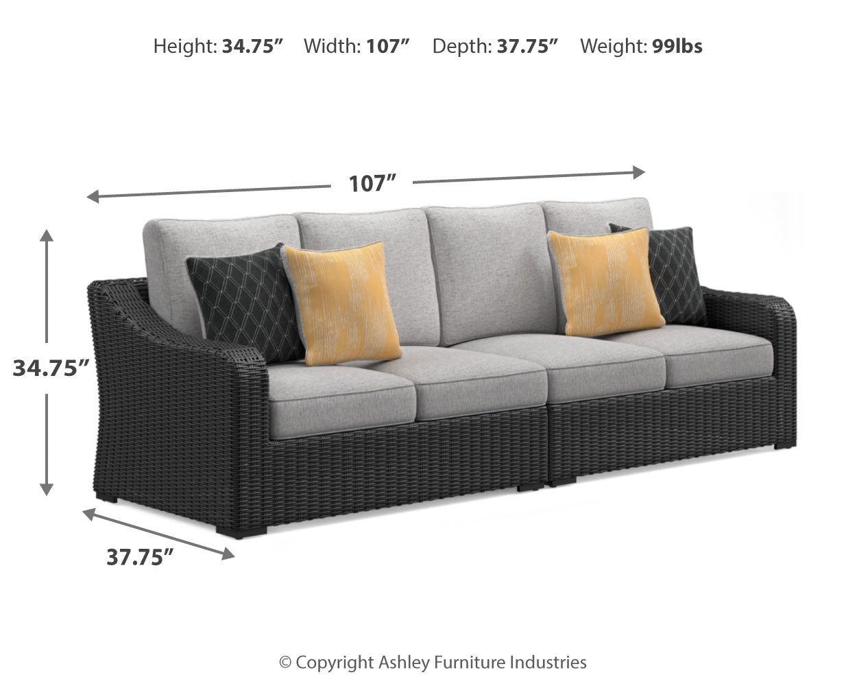 Beachcroft Black/Light Gray 5-Piece Outdoor Sectional