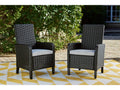 Beachcroft Black/Light Gray Outdoor Arm Chair with Cushion (Set of 2)