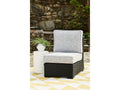 Beachcroft Black/Light Gray Outdoor Armless Chair with Cushion