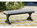 Beachcroft Black/Light Gray Outdoor Bench with Cushion