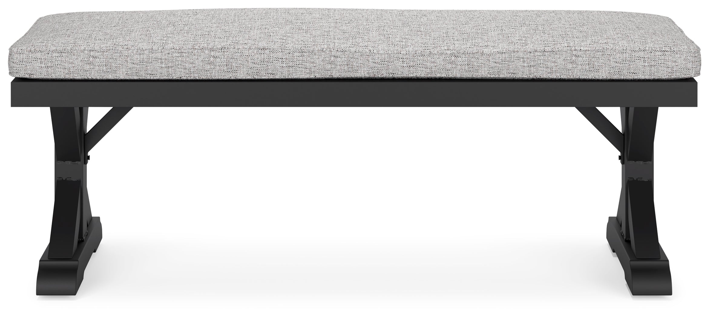 Beachcroft Black/Light Gray Outdoor Dining Table, 4 Chairs and Bench