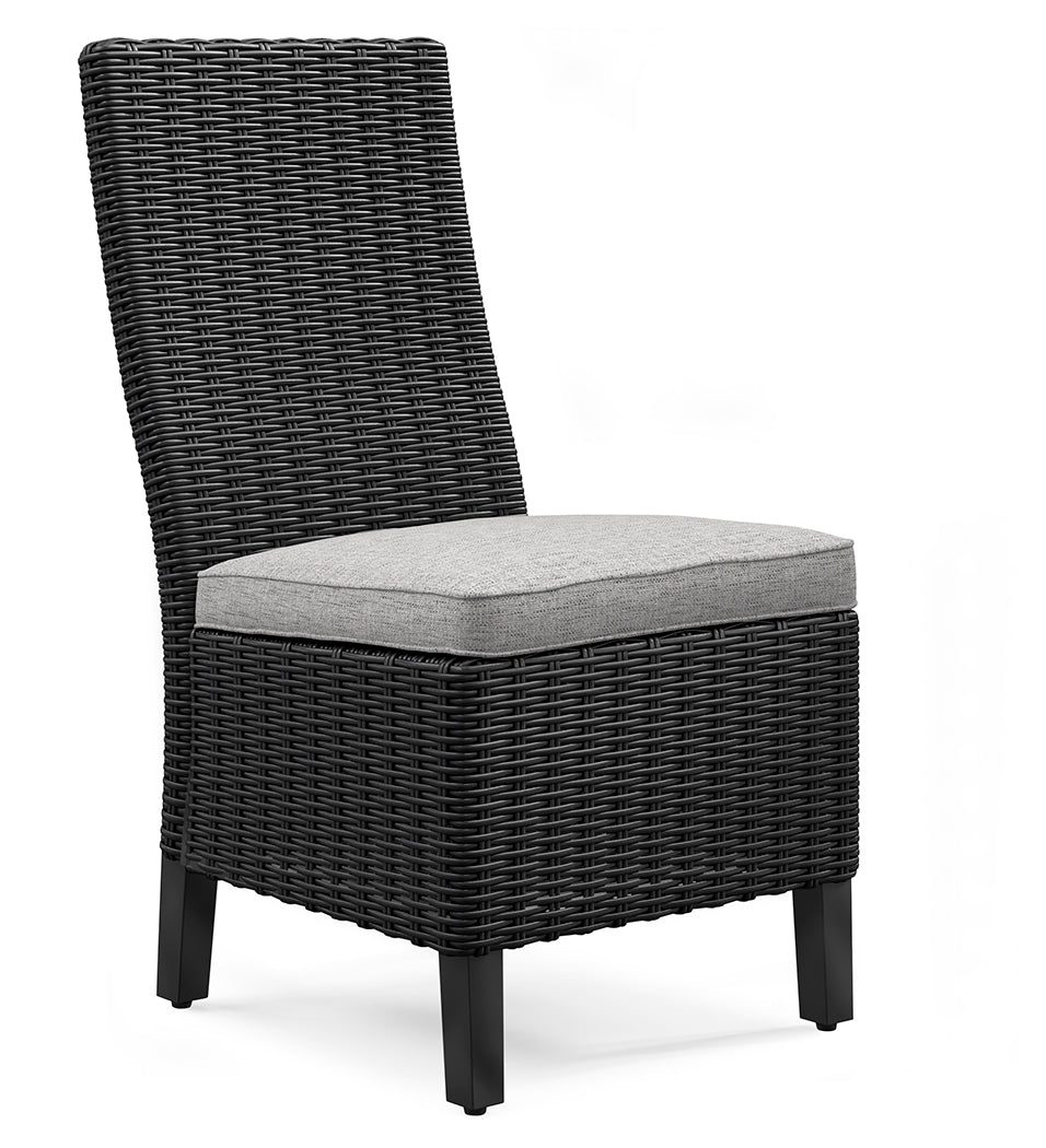 Beachcroft Black/Light Gray Outdoor Dining Table, 4 Chairs and Bench
