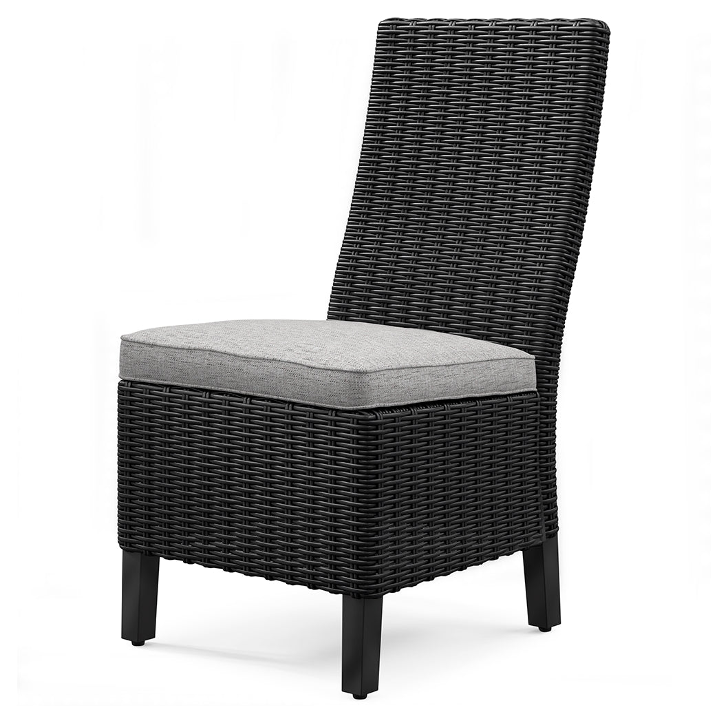 Beachcroft Black/Light Gray Outdoor Dining Table, 4 Chairs and Bench