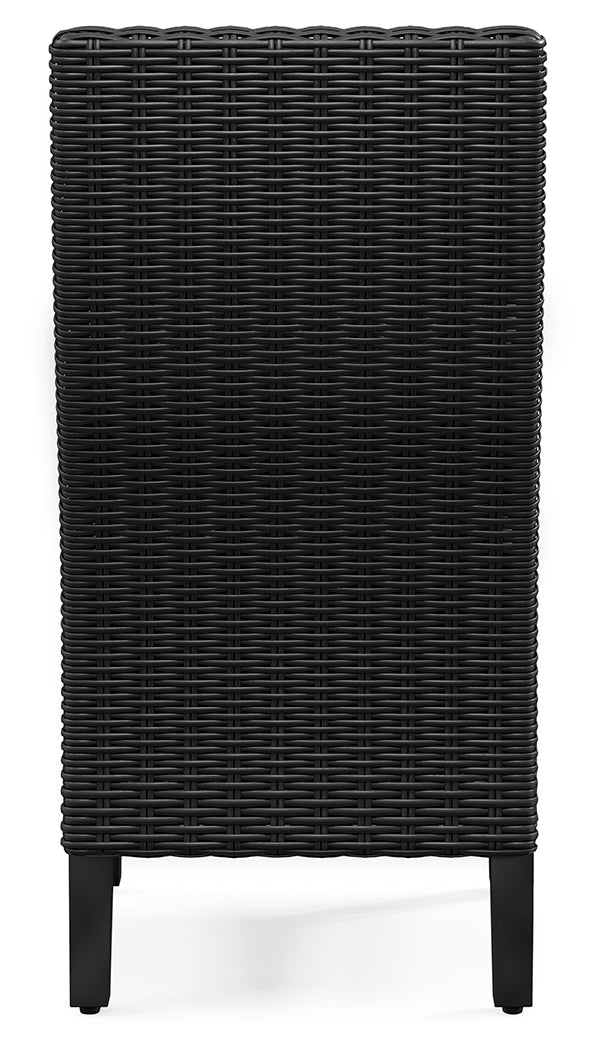 Beachcroft Black/Light Gray Outdoor Dining Table, 4 Chairs and Bench