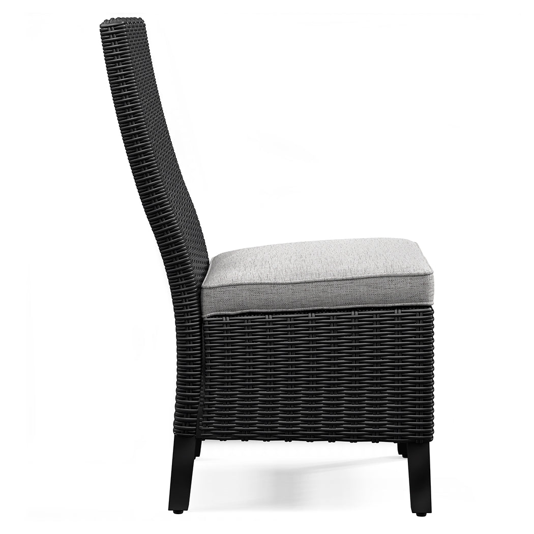 Beachcroft Black/Light Gray Outdoor Dining Table, 4 Chairs and Bench