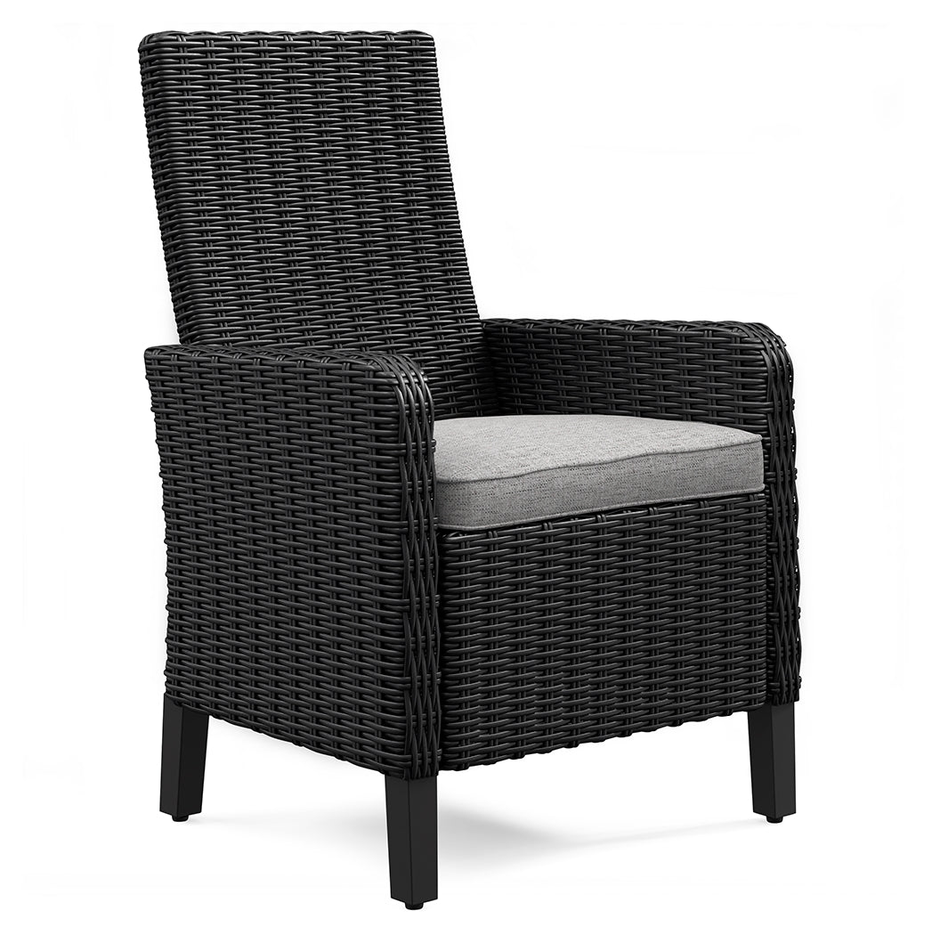 Beachcroft Black/Light Gray Outdoor Dining Table, 4 Chairs and Bench