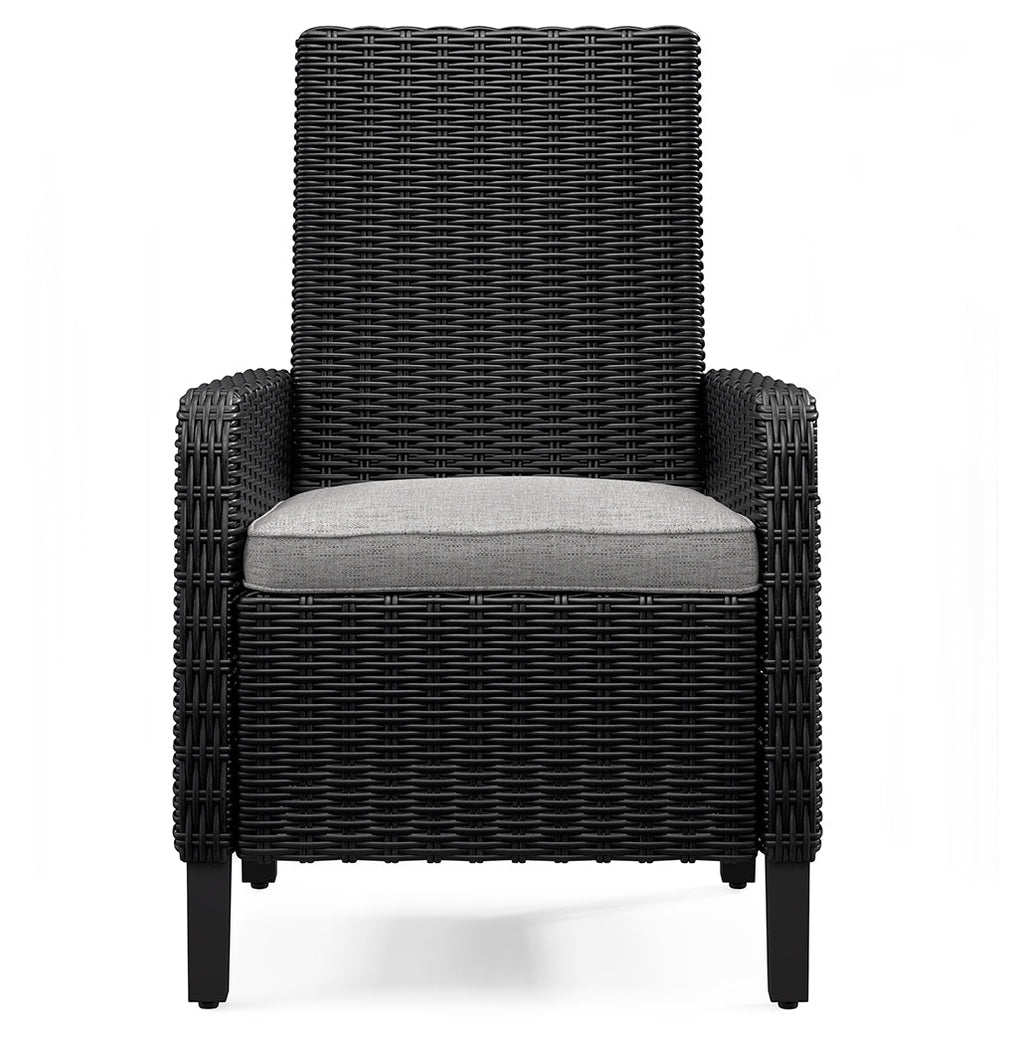 Beachcroft Black/Light Gray Outdoor Dining Table, 4 Chairs and Bench