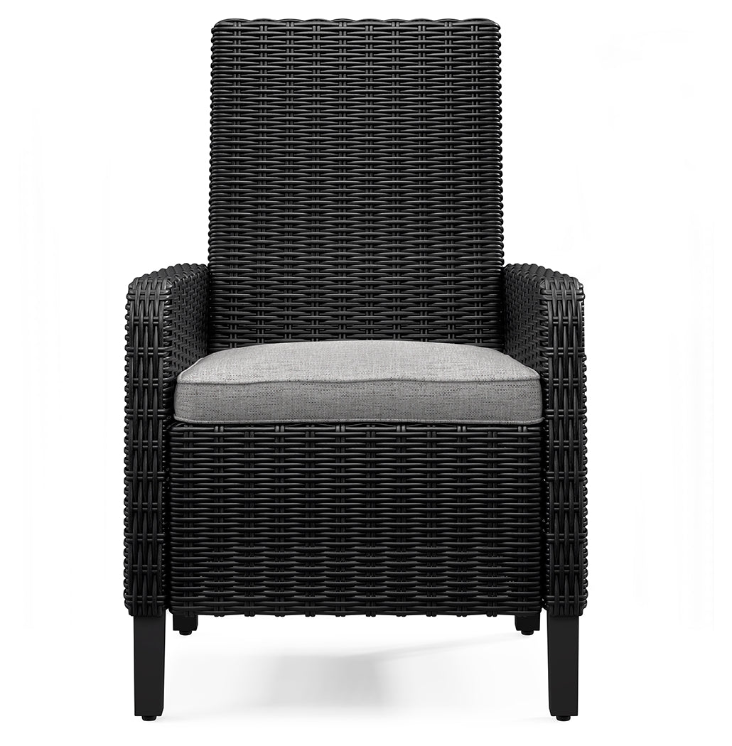 Beachcroft Black/Light Gray Outdoor Dining Table, 4 Chairs and Bench