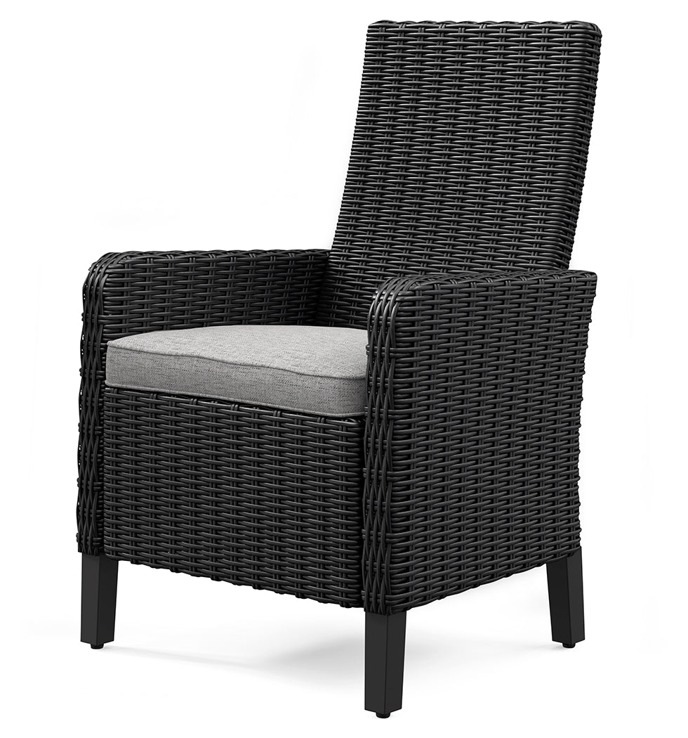 Beachcroft Black/Light Gray Outdoor Dining Table, 4 Chairs and Bench