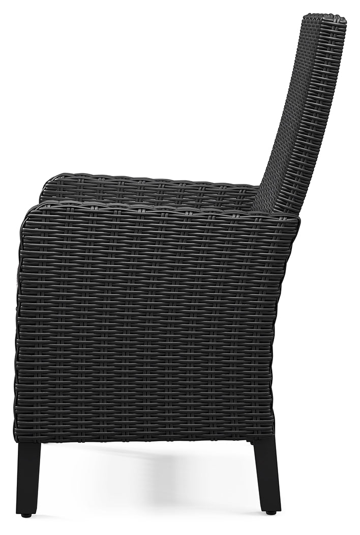 Beachcroft Black/Light Gray Outdoor Dining Table, 4 Chairs and Bench