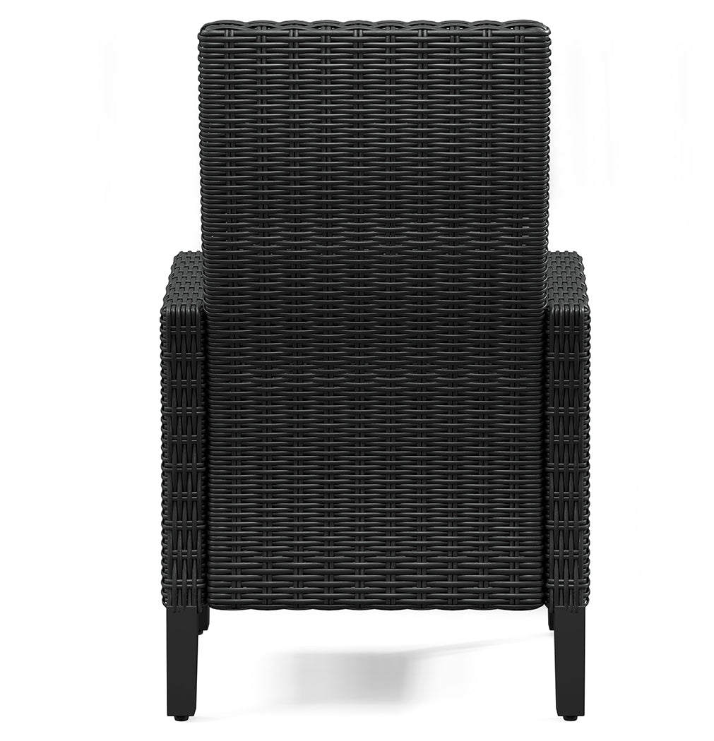 Beachcroft Black/Light Gray Outdoor Dining Table, 4 Chairs and Bench