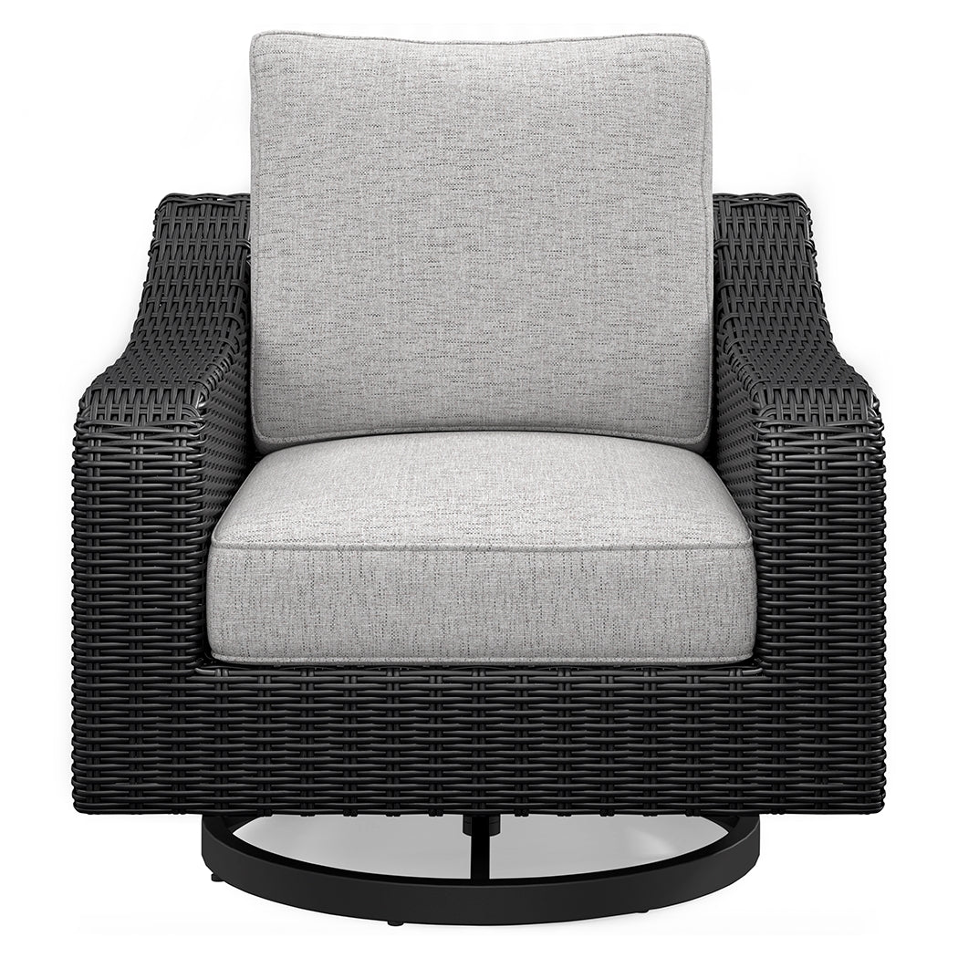 Beachcroft Black/Light Gray Outdoor Sofa & 2 Lounge Chairs