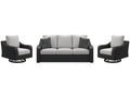 Beachcroft Black/Light Gray Outdoor Sofa & 2 Lounge Chairs