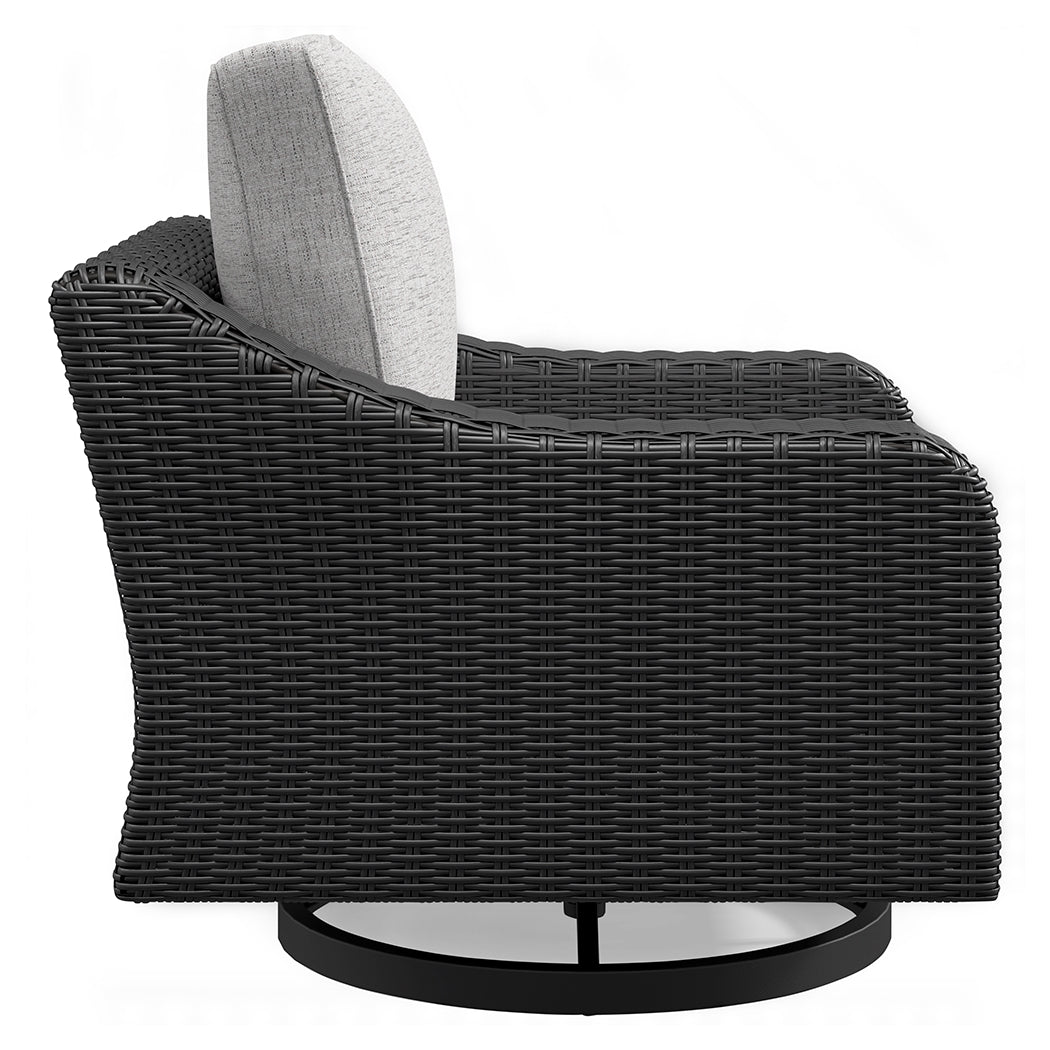 Beachcroft Black/Light Gray Outdoor Sofa & 2 Lounge Chairs
