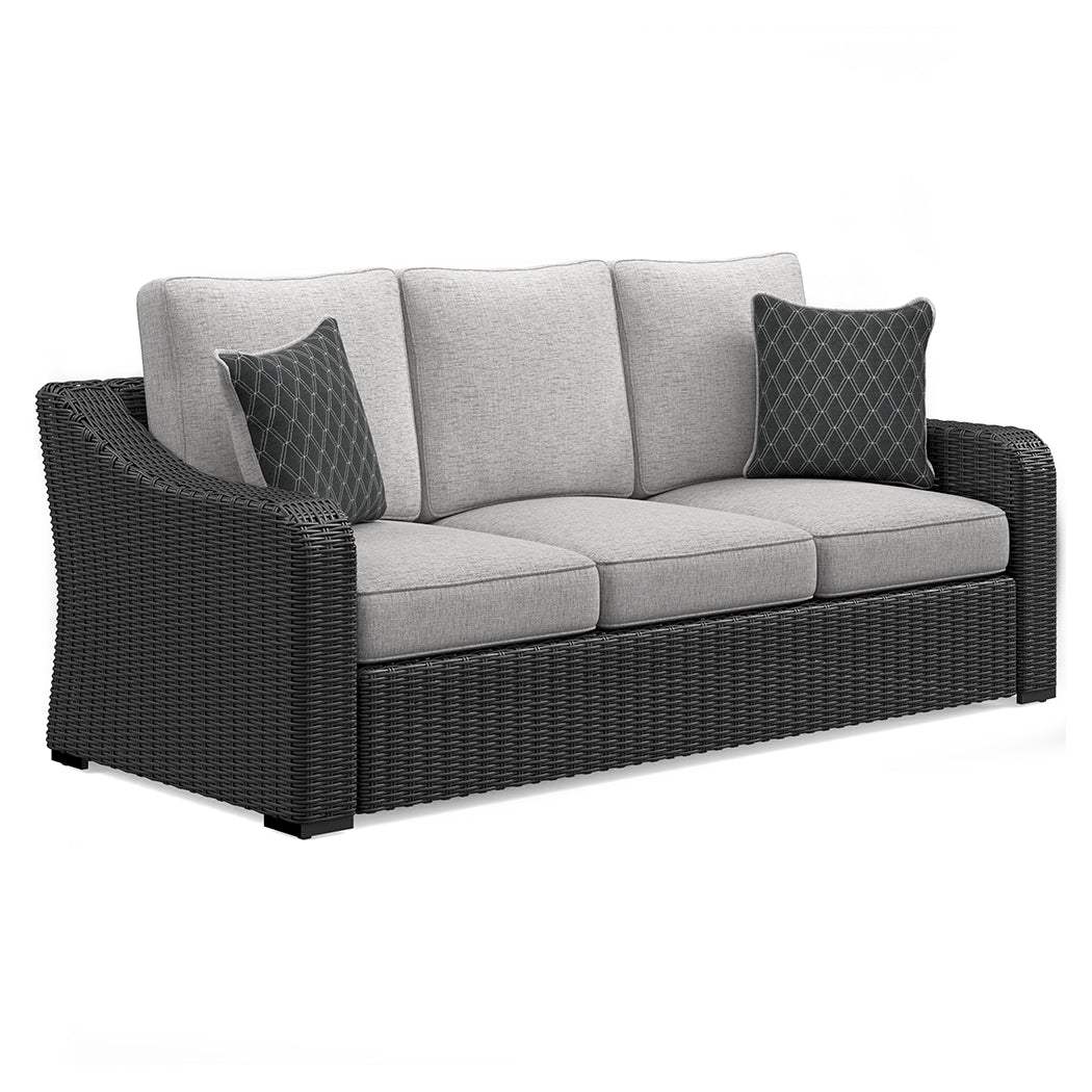 Beachcroft Black/Light Gray Outdoor Sofa & 2 Lounge Chairs