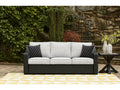 Beachcroft Black/Light Gray Outdoor Sofa with Cushion