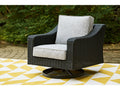 Beachcroft Black/Light Gray Outdoor Swivel Lounge with Cushion